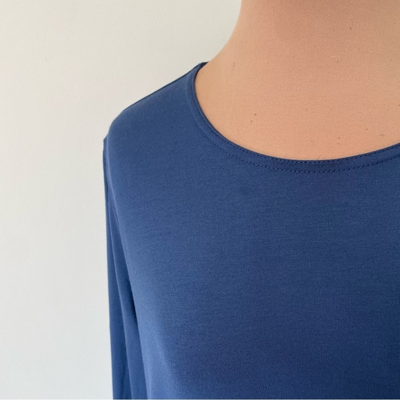 Eileen Fisher Long Sleeve Blue Crew Neck Viscose Spandex Jersey Tunic Top Sz PL - Picture 7 of 8
